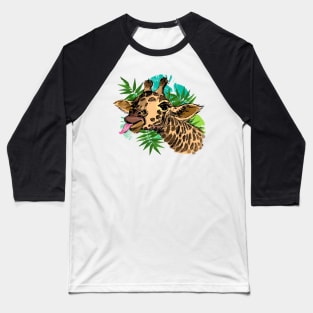 Funny Giraffe showing tongue Baseball T-Shirt